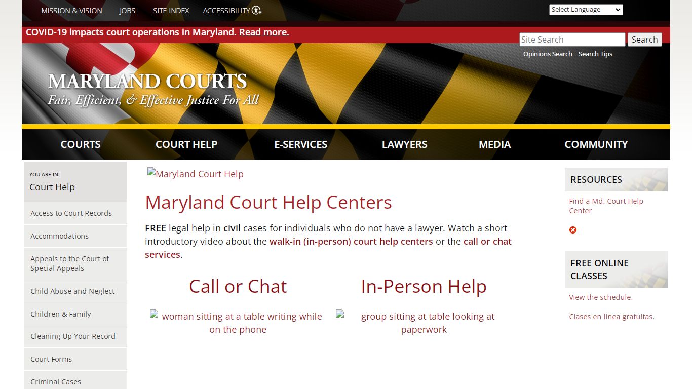 Maryland Court Help Centers | Maryland Courts